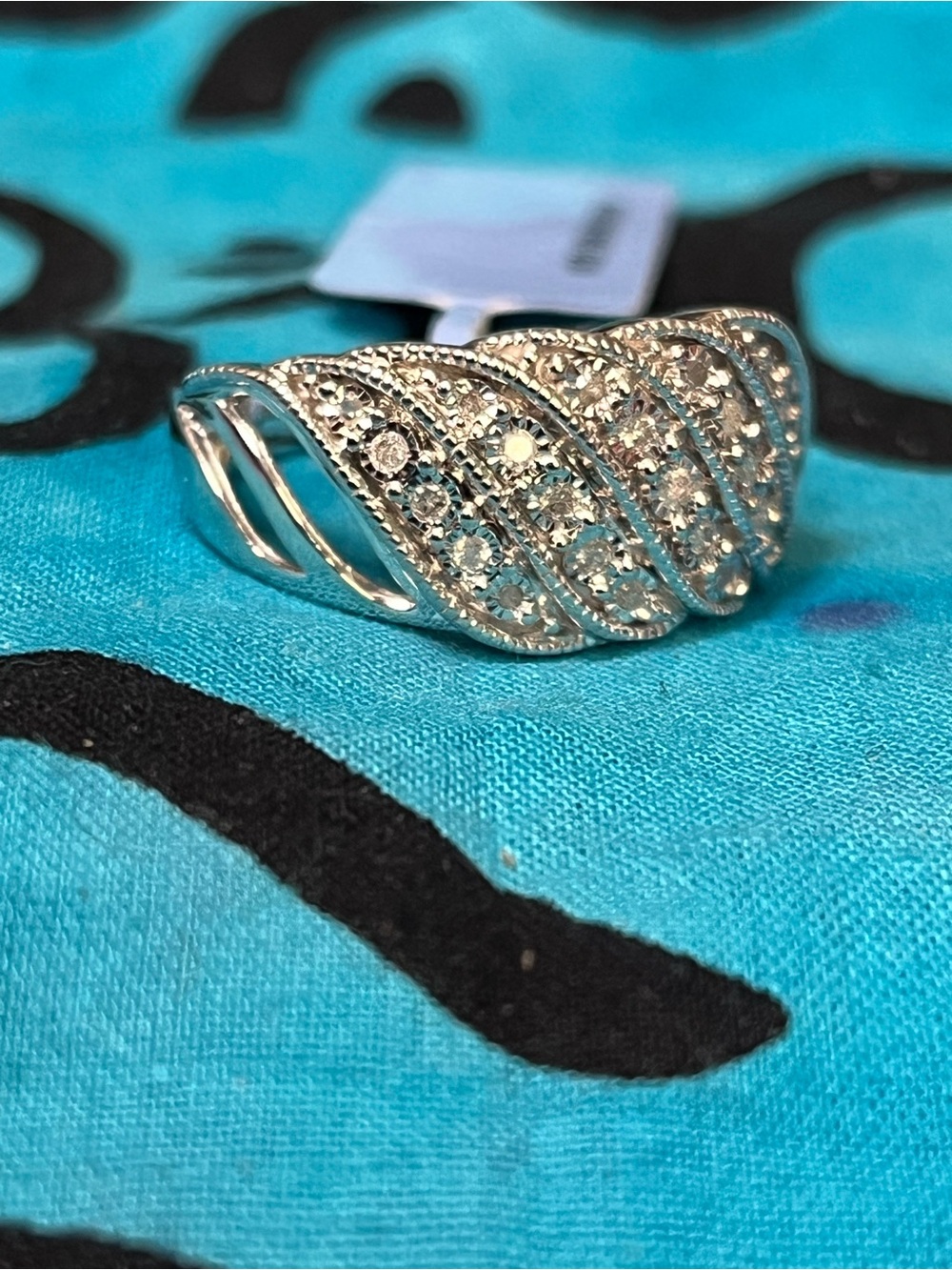 Natural Diamond Sterling Silver Swirl Ring .25 CTW Size 9 NWT